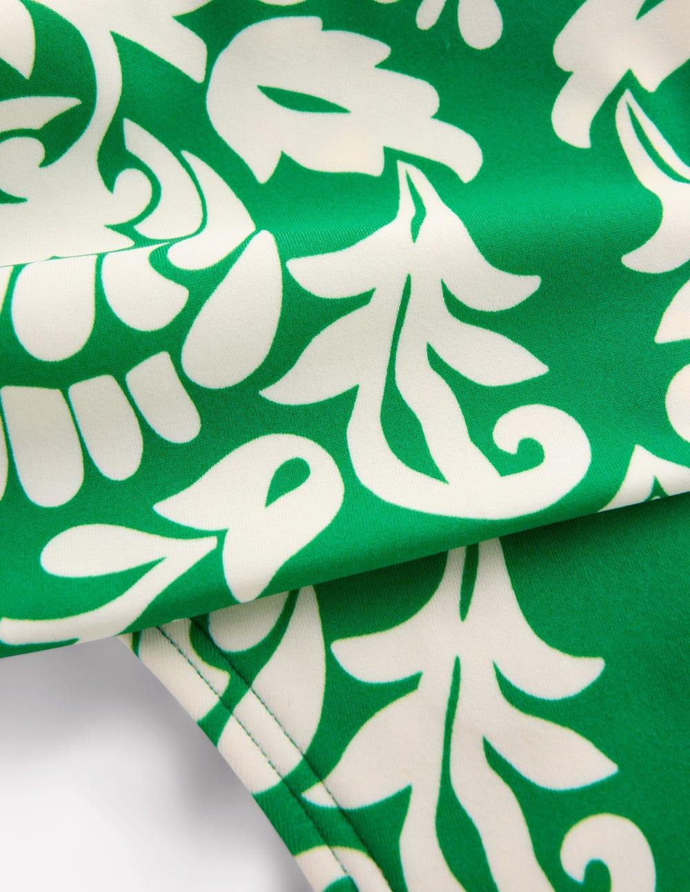 Klassische Bikinihose mit umgeschlagenem Bund-Sattes Smaragdgrün, Blümchenornament