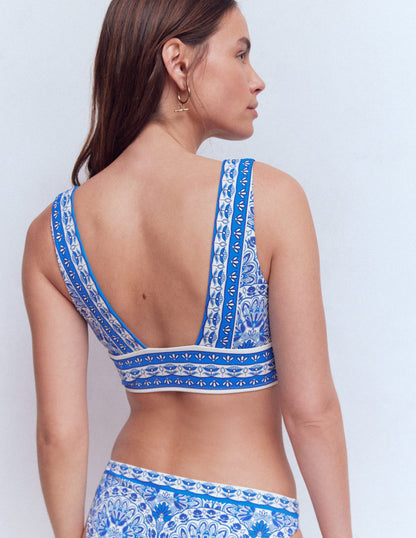 Porto Bikinioberteil-Blau, Aufwendige Terrasse-4