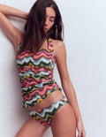 Klassische Bikinihose-Bunt, Zickzack-Welle