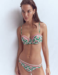Haut de bikini Rhodes à bonnets-Multi, motif Ornamental Stamp