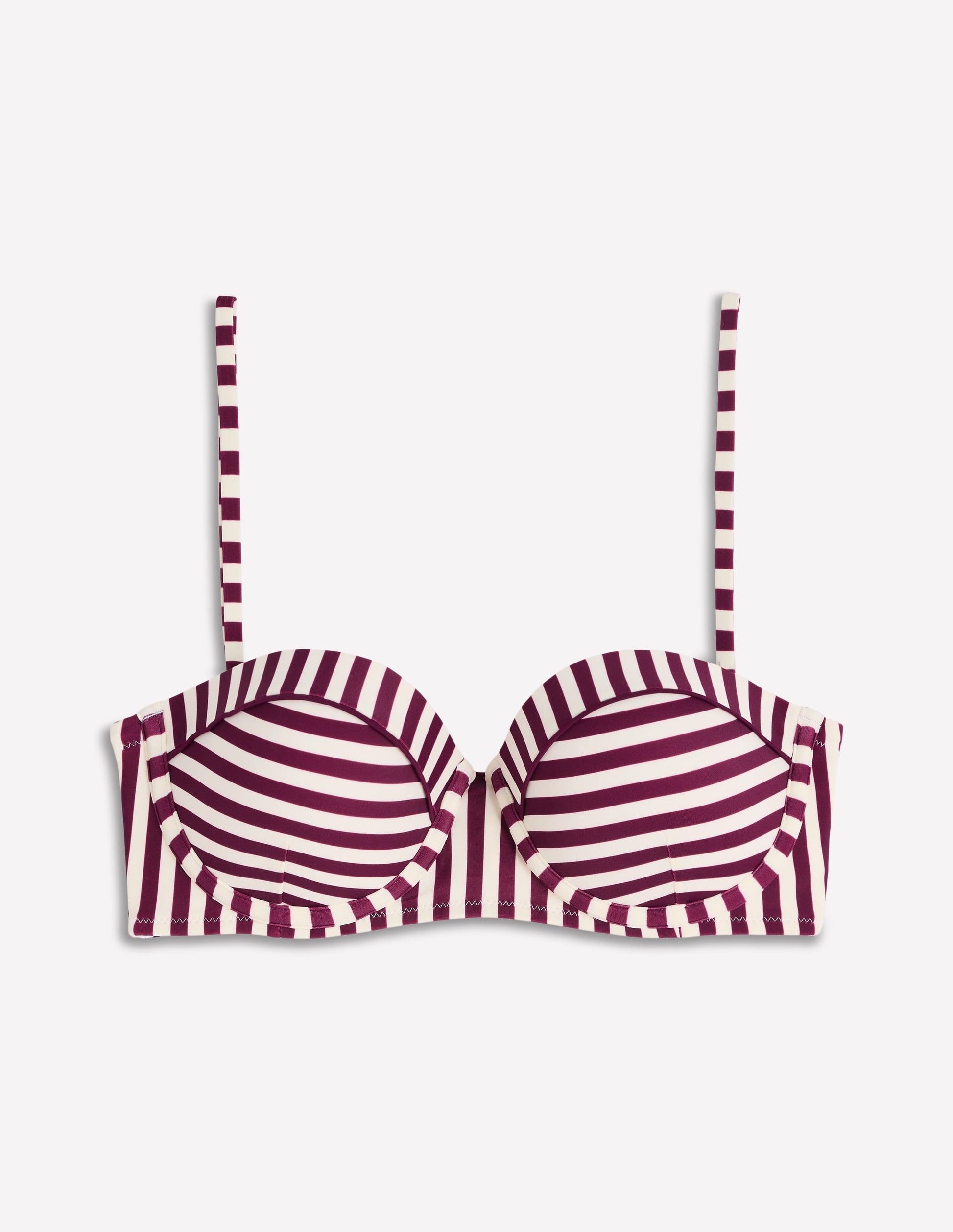 Rhodes Cup-Size Bikini Top-Chocberry, Ivory Stripe-4