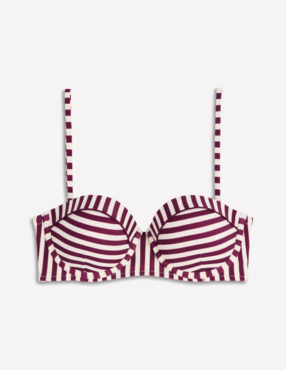 Rhodes Cup-Size Bikini Top-Chocberry, Ivory Stripe-4