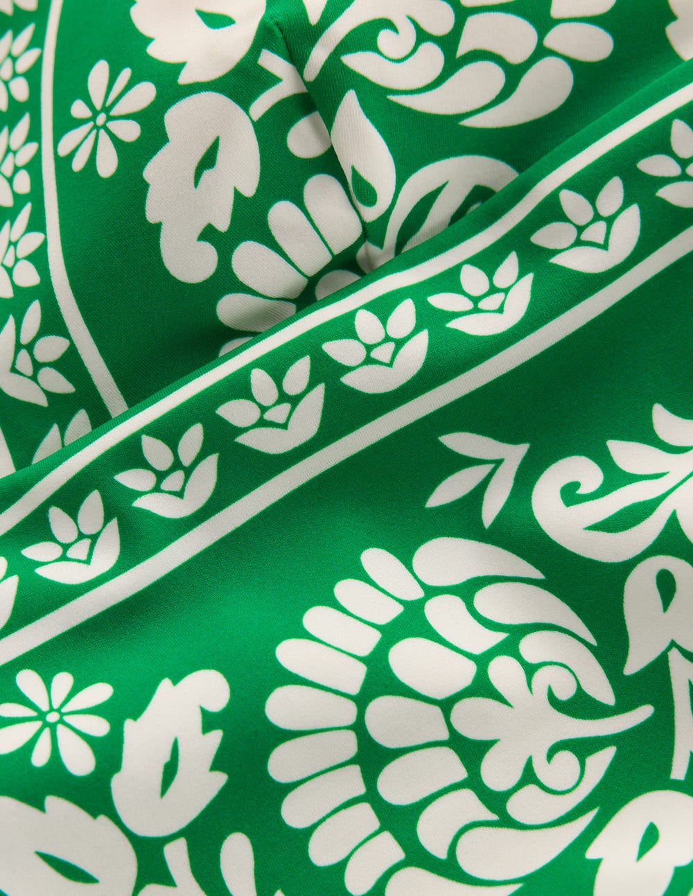 Mykonos Badeanzug mit tiefem V-Ausschnitt-Grün, Kunstvolles Blümchenornament-6