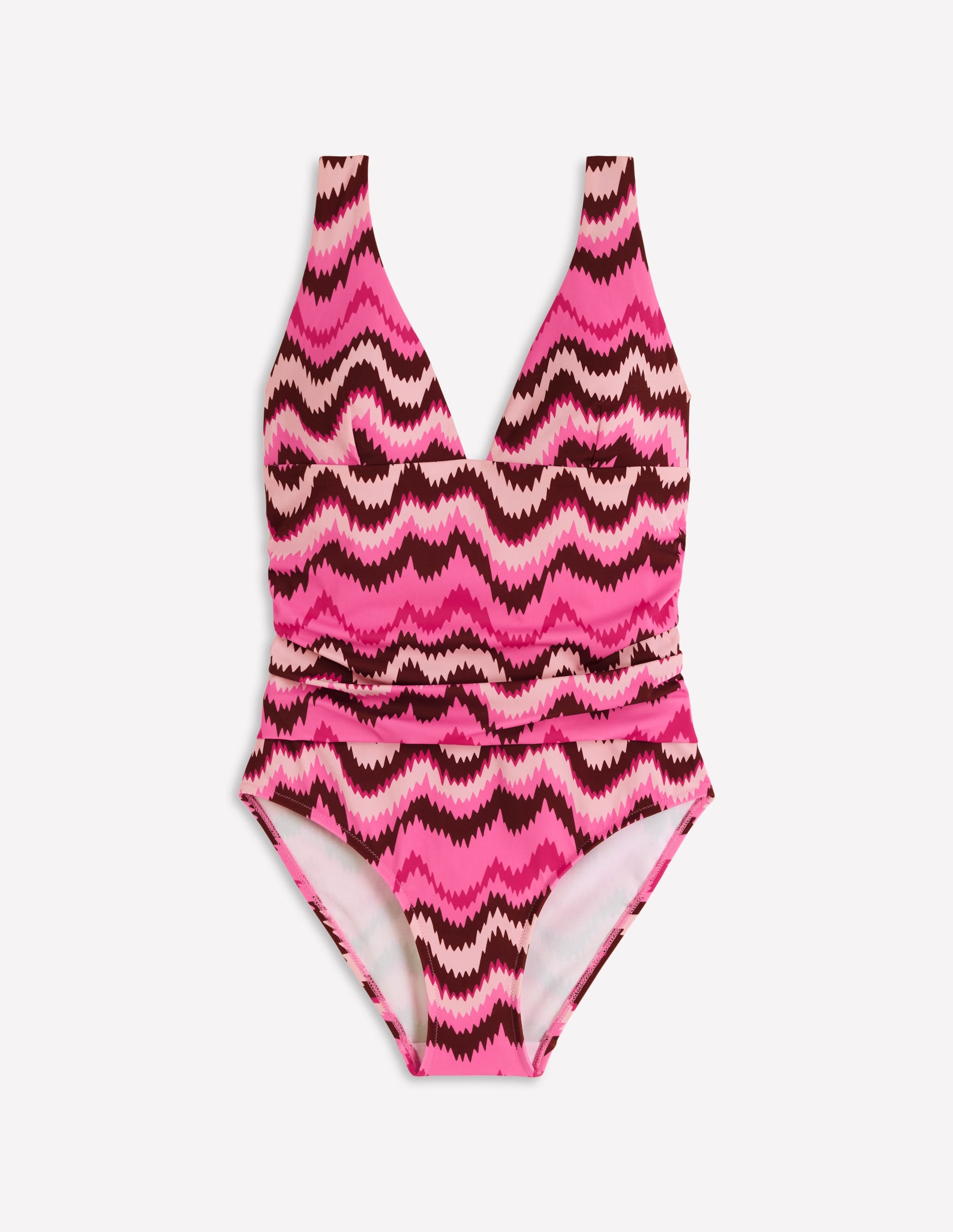 Maillot de bain Mykonos à encolure en V profonde-Punch rose, vague zigzag - Image 8