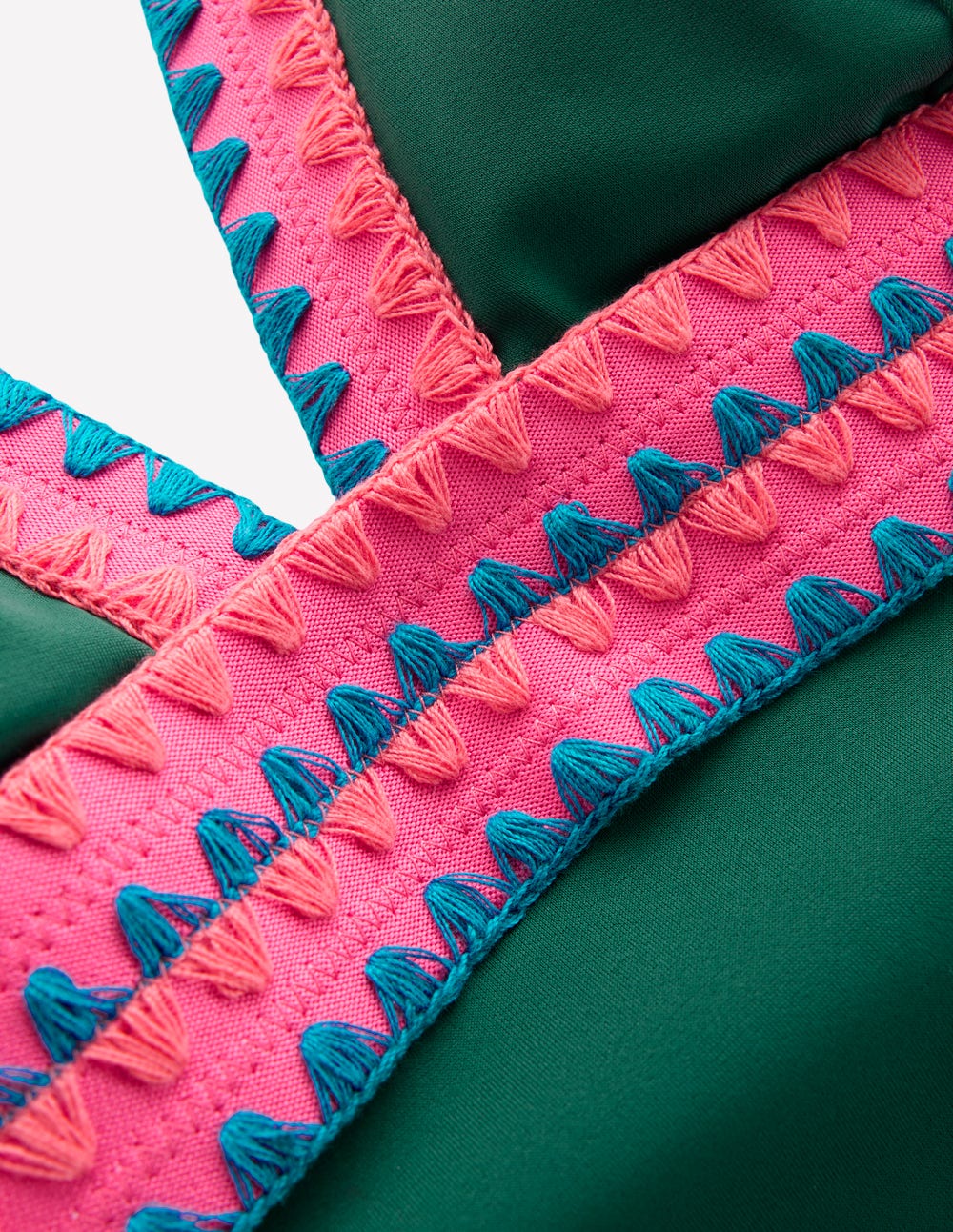 Porto Tankinioberteil-Mangrovengrün, Stickerei-8