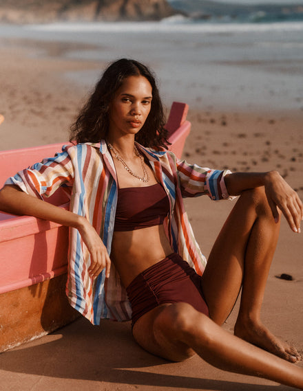 Bas de bikini froncé Kythira-Aronia