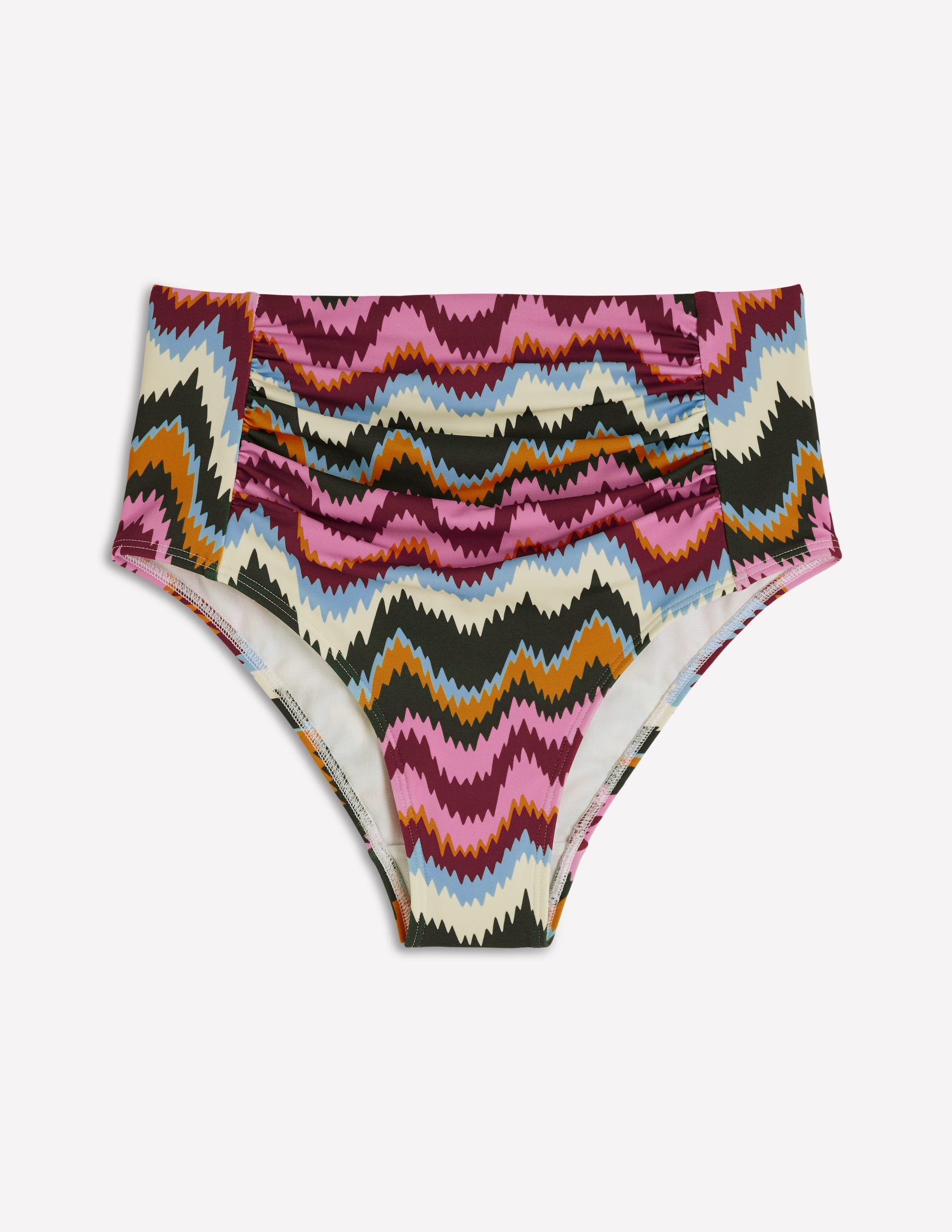 Kythira Ruched Bikini Bottoms-Multi, Zig Zag Wave - Image 6