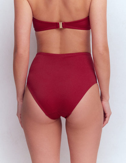 Kythira Geraffte Bikinihose-Feuriges Rot-3