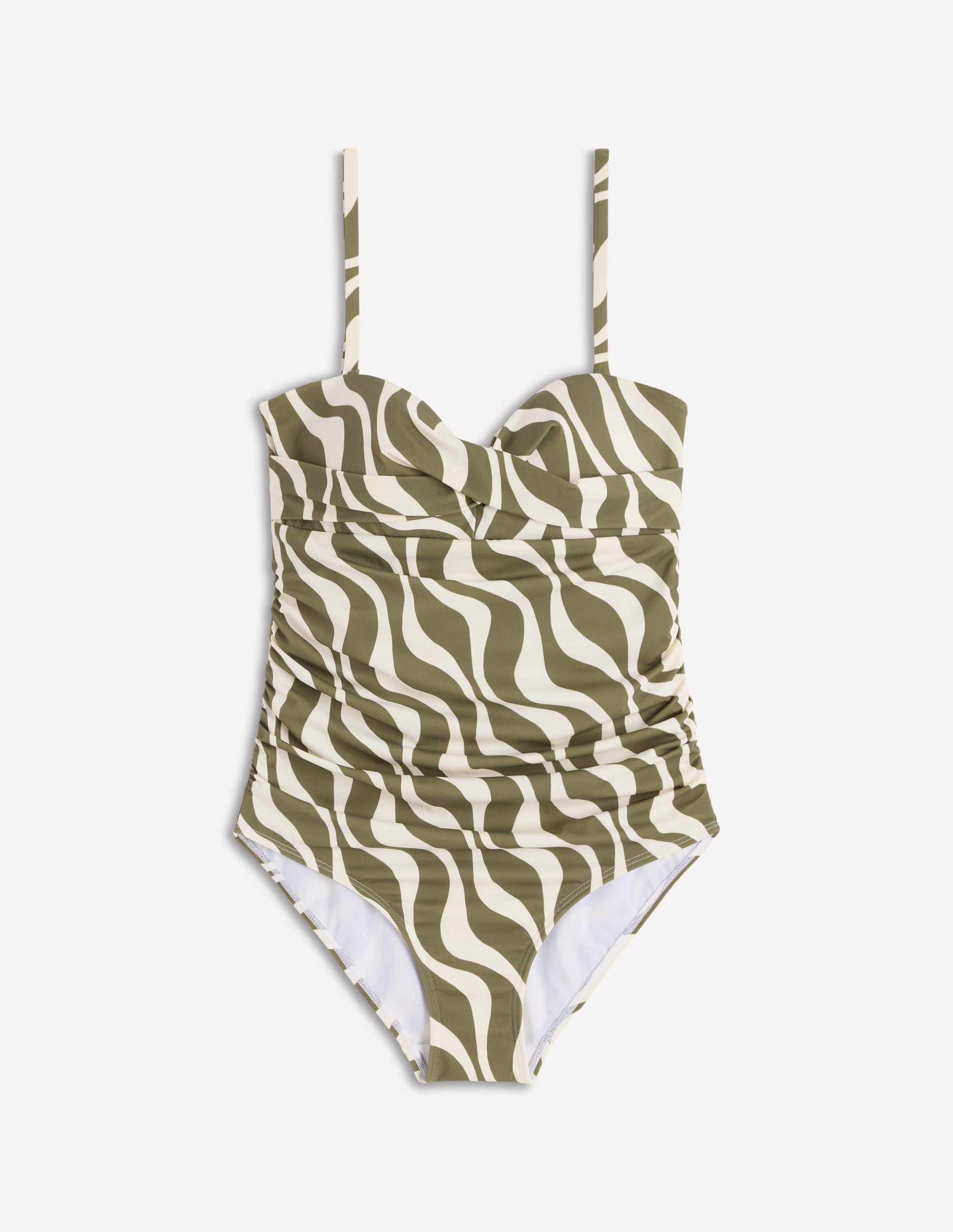 Andros Twist Front Swimsuit-Woodland Green, Rhythmic Wave-5