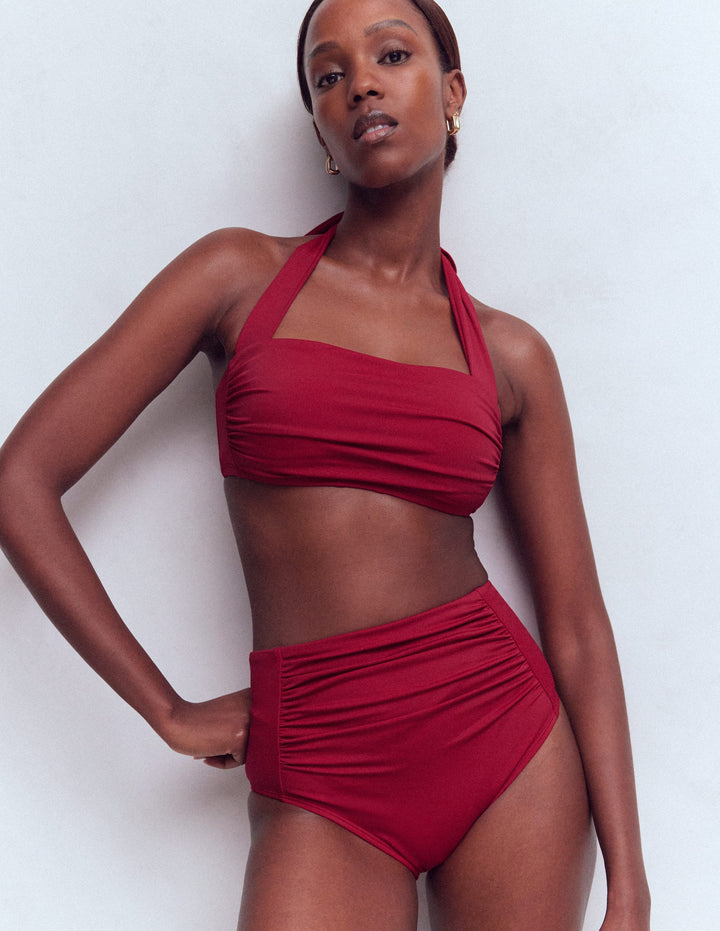 Kythira Gerafftes Bikinioberteil-Feuriges Rot