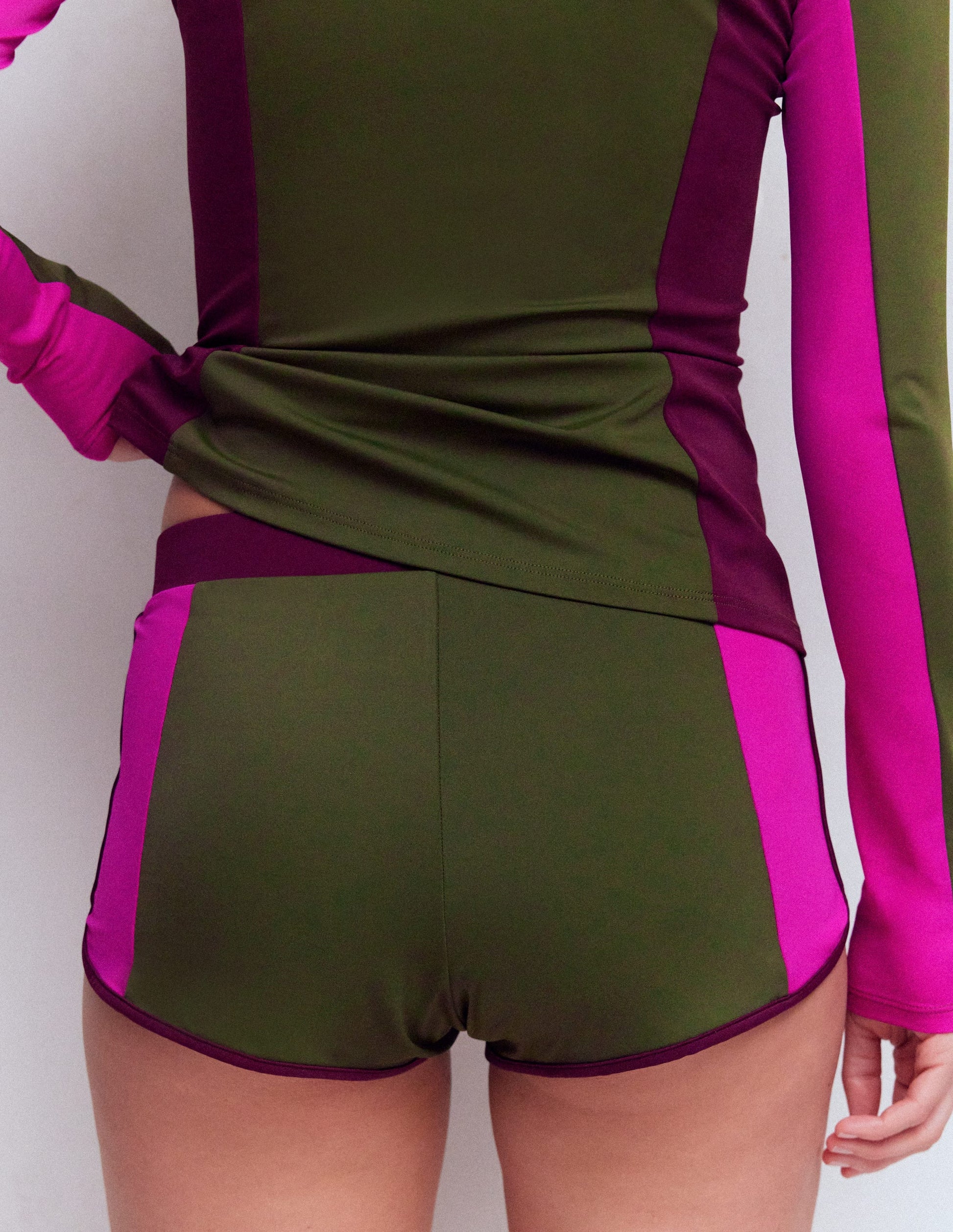 Badeshorts-Khaki, Blockfarben-3