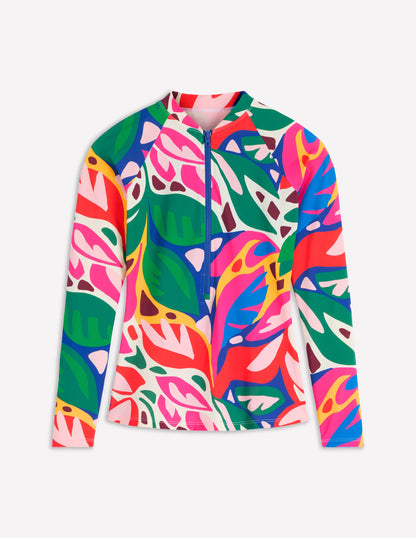 Raglan-Badeshirt mit Sonnenschutz-Bunt, Blattkaskade-5