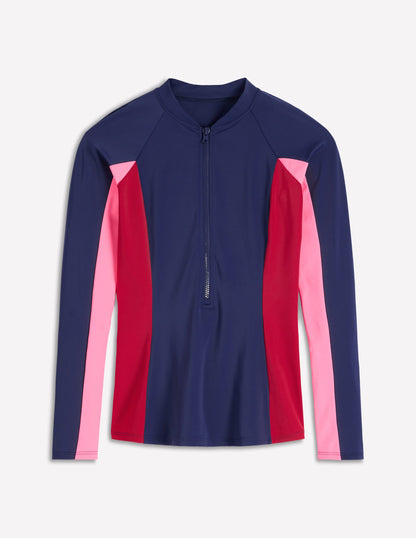 Raglan-Badeshirt mit Sonnenschutz-Ecru/Chalky Pink Stripe-5