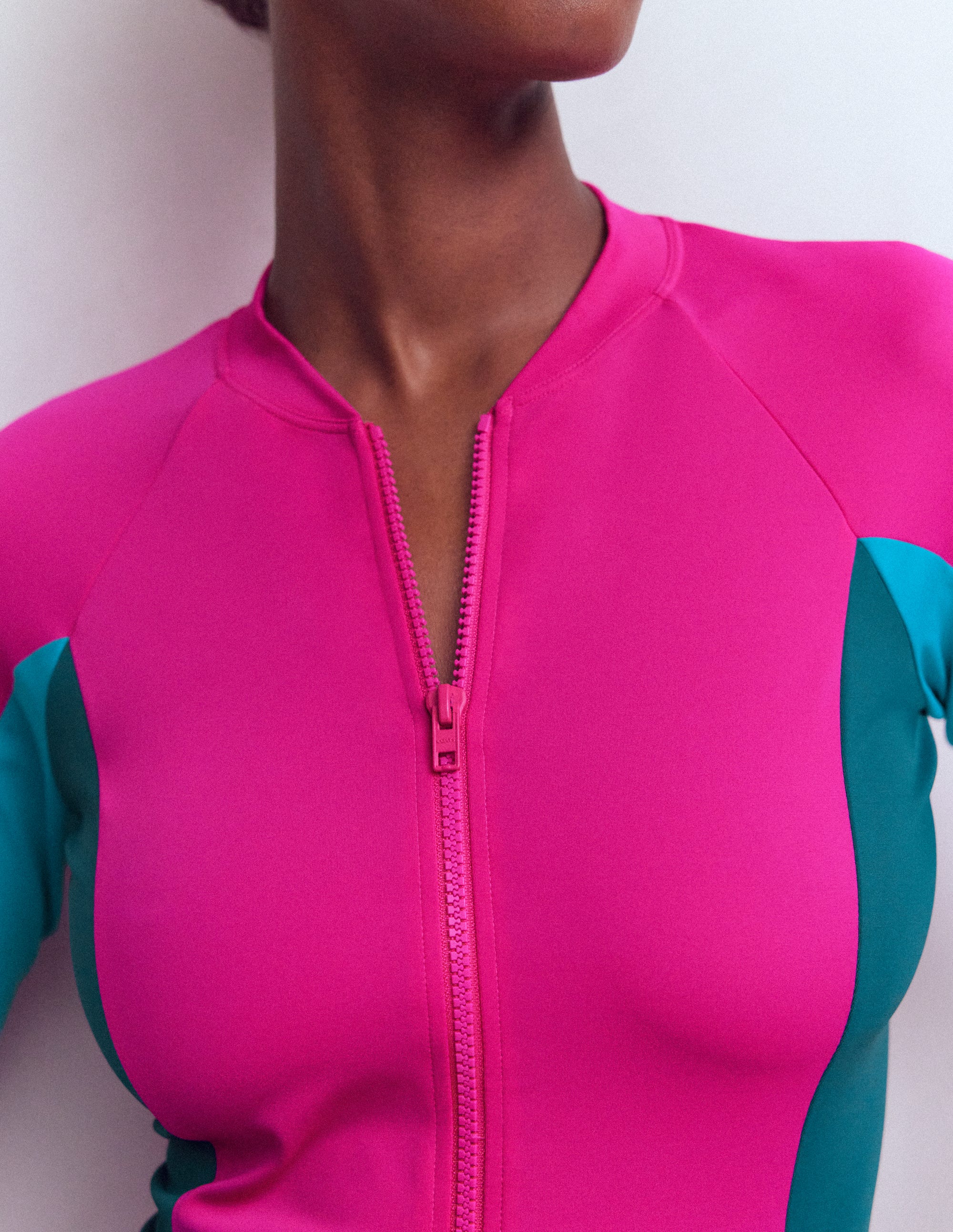 Langärmliges Badeshirt-Rosa Blockfarben - Image 2