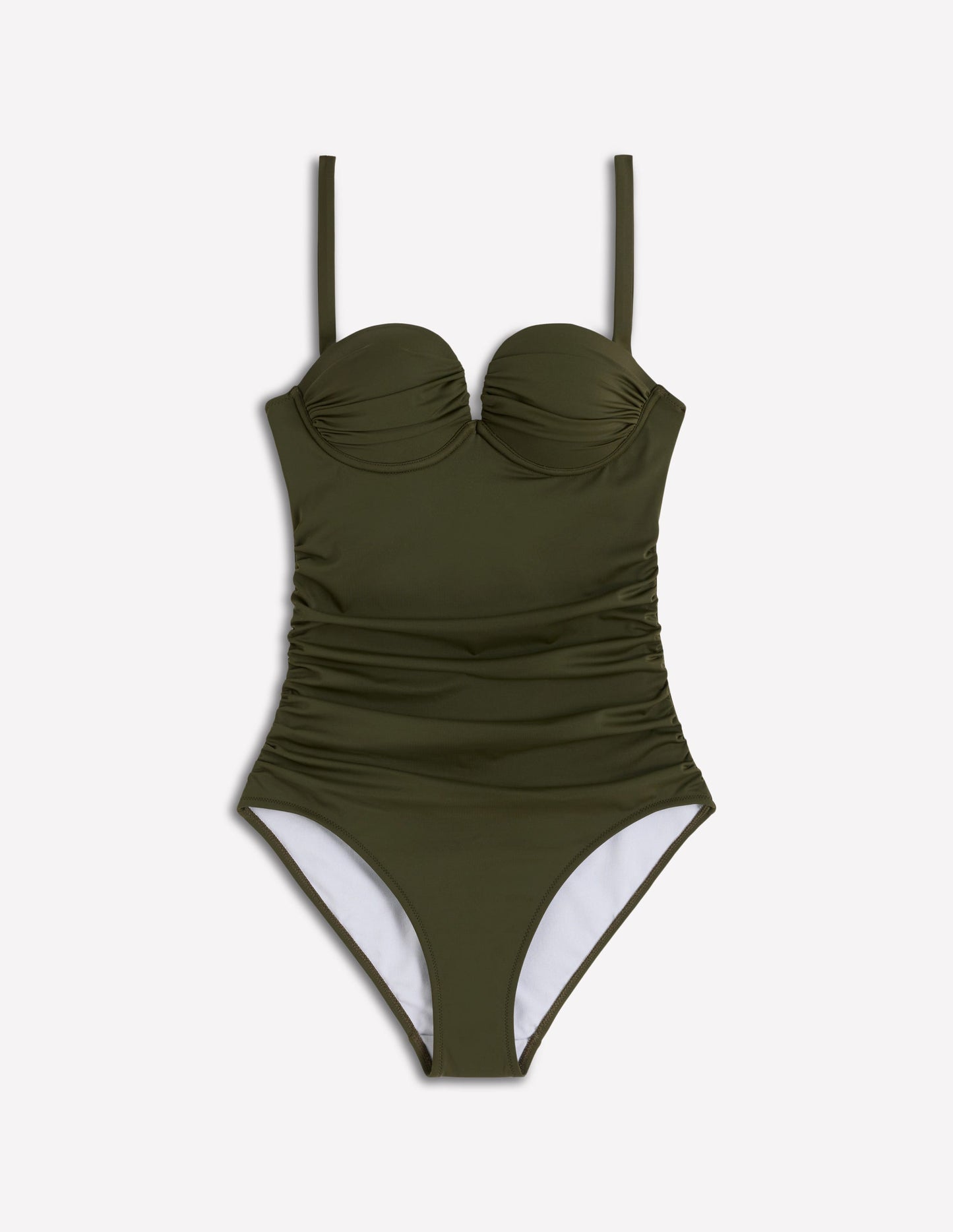 Badeanzug mit plissierten Körbchen-Olive