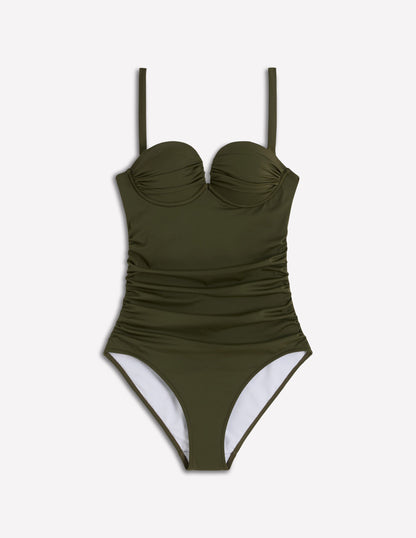 Badeanzug mit plissierten Körbchen-Olive-6