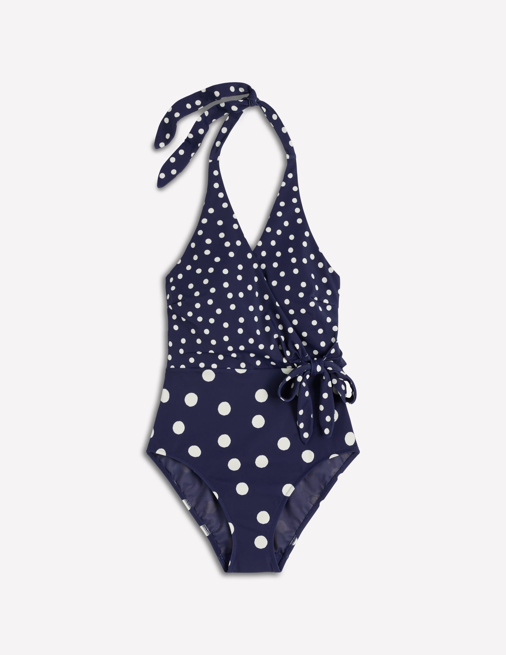 Tilos Badeanzug mit seitlichem Bindeband-Französisches Marineblau, Gemalte Tupfen - Image 8