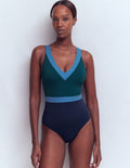 Maillot de bain Campania croisé dans le dos-Colourblock vert pacifique