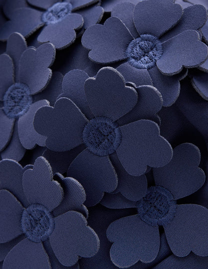 Badeanzug mit Blumenapplikation-Marineblau, Applikation-6