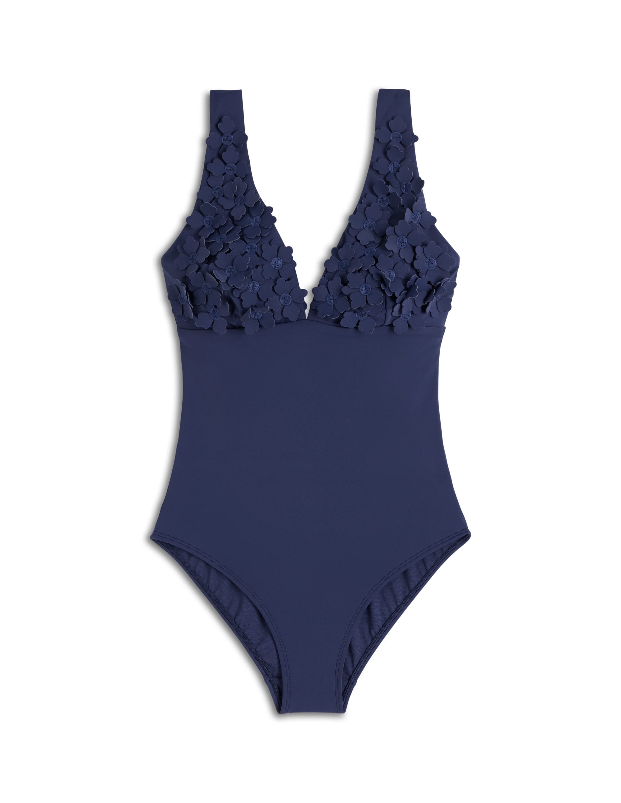 Maillot de bain à appliqués fleurs-Bleu marine, appliqué - Image 5