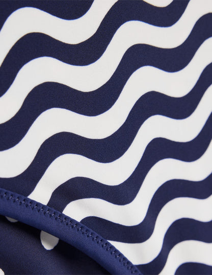 Symi Wendbarer Badeanzug-Marineblau, Streifen & Punkte-6