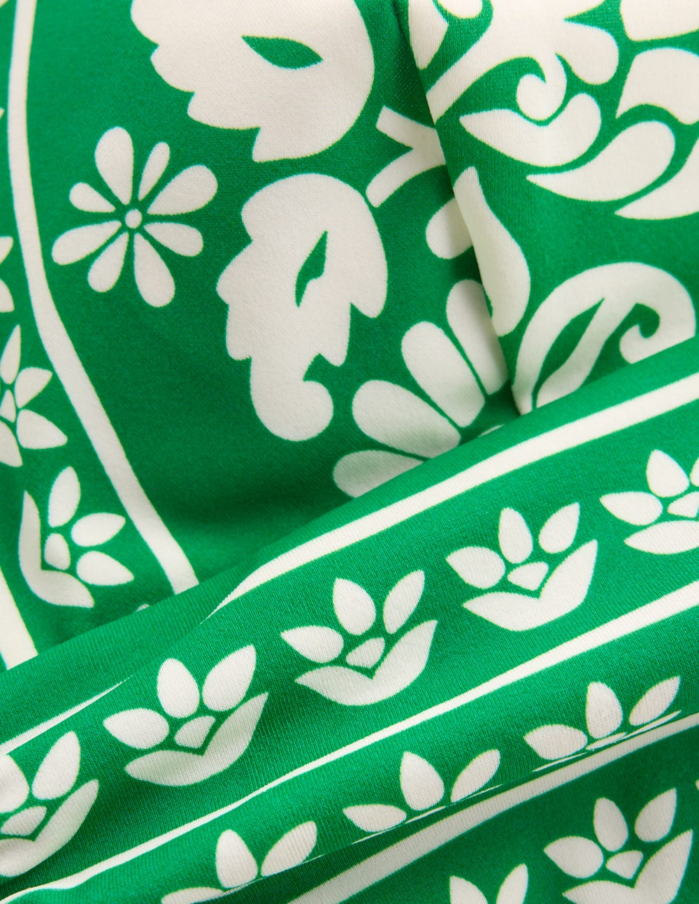 Mykonos Bikinioberteil mit tiefem V-Ausschnitt-Sattes Smaragdgrün, Blümchenornament-8