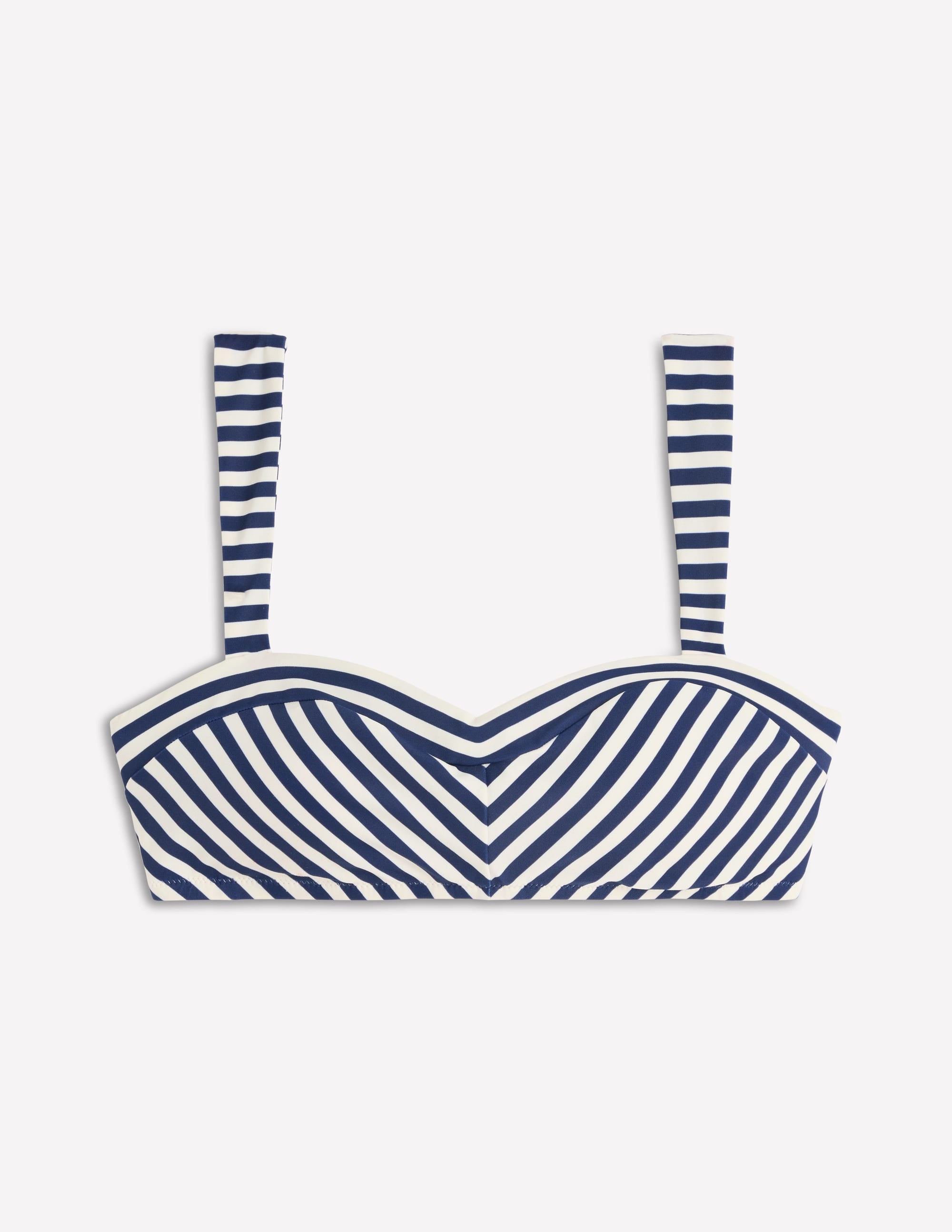 Bikinitop mit Herzausschnitt-Marineblau, Naturweiß Gestreift - Image 5
