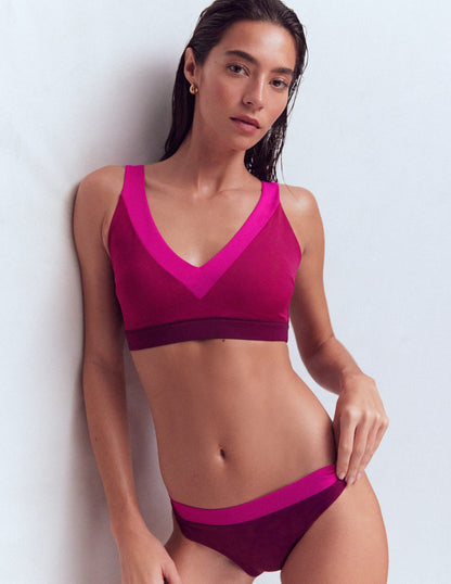 Campania Bikinioberteil mit gekreuzten Rückenträgern-Fuchsia, Schokobeere-4