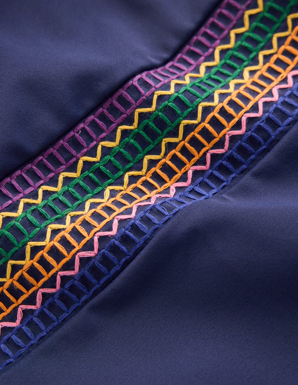 Badeanzug mit auffälligem Besatz-Marineblau, Zackenlitze-6