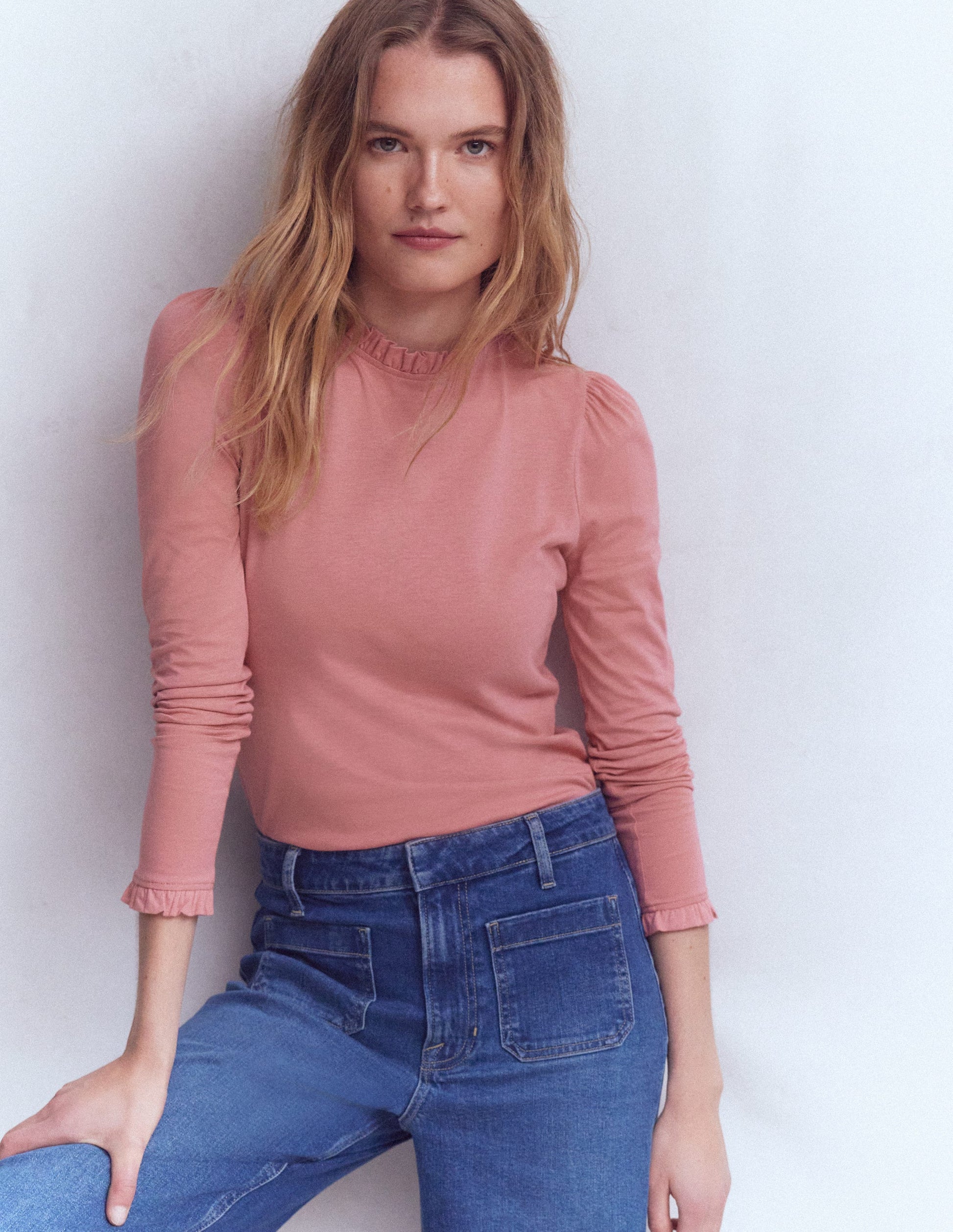 Superweiches Oberteil mit Rüschendetail-Vintagerosa-1