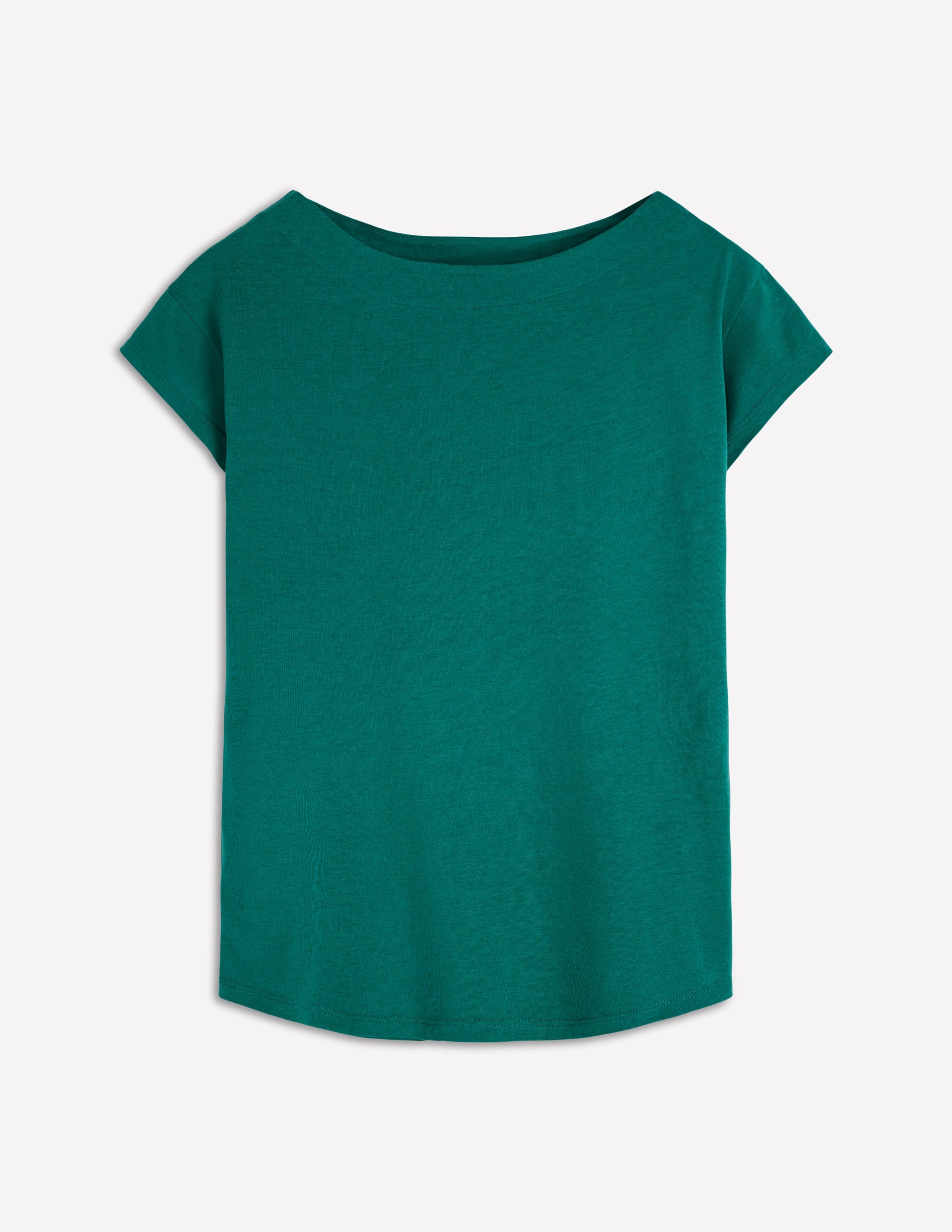 Superweiches T-Shirt mit U-Boot-Ausschnitt-Tiefes Blaugrün - Image 4