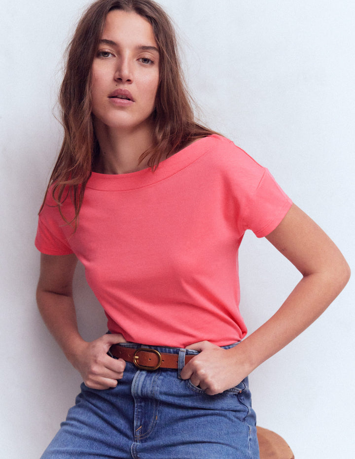 Supersoft Boat Neck T-Shirt-Azalea Pink