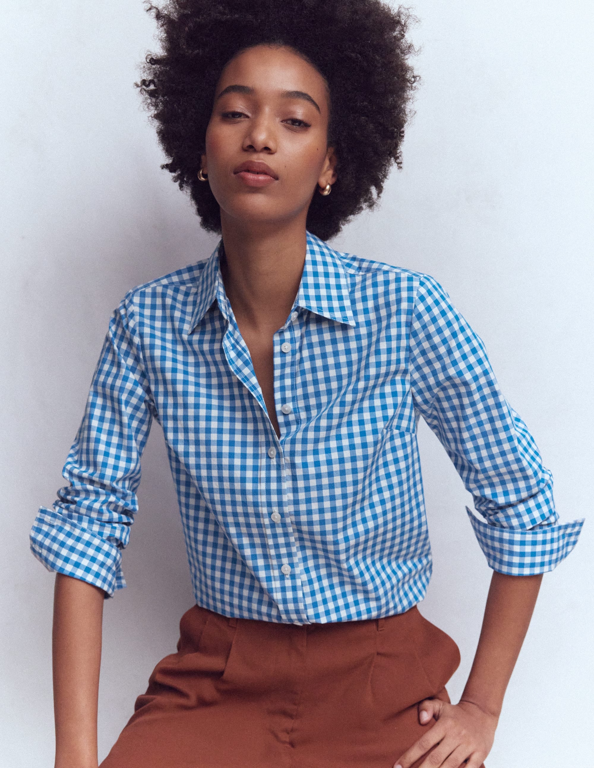 Chemise Sienna en coton-Vichy bleu martin-pêcheur - Image 1
