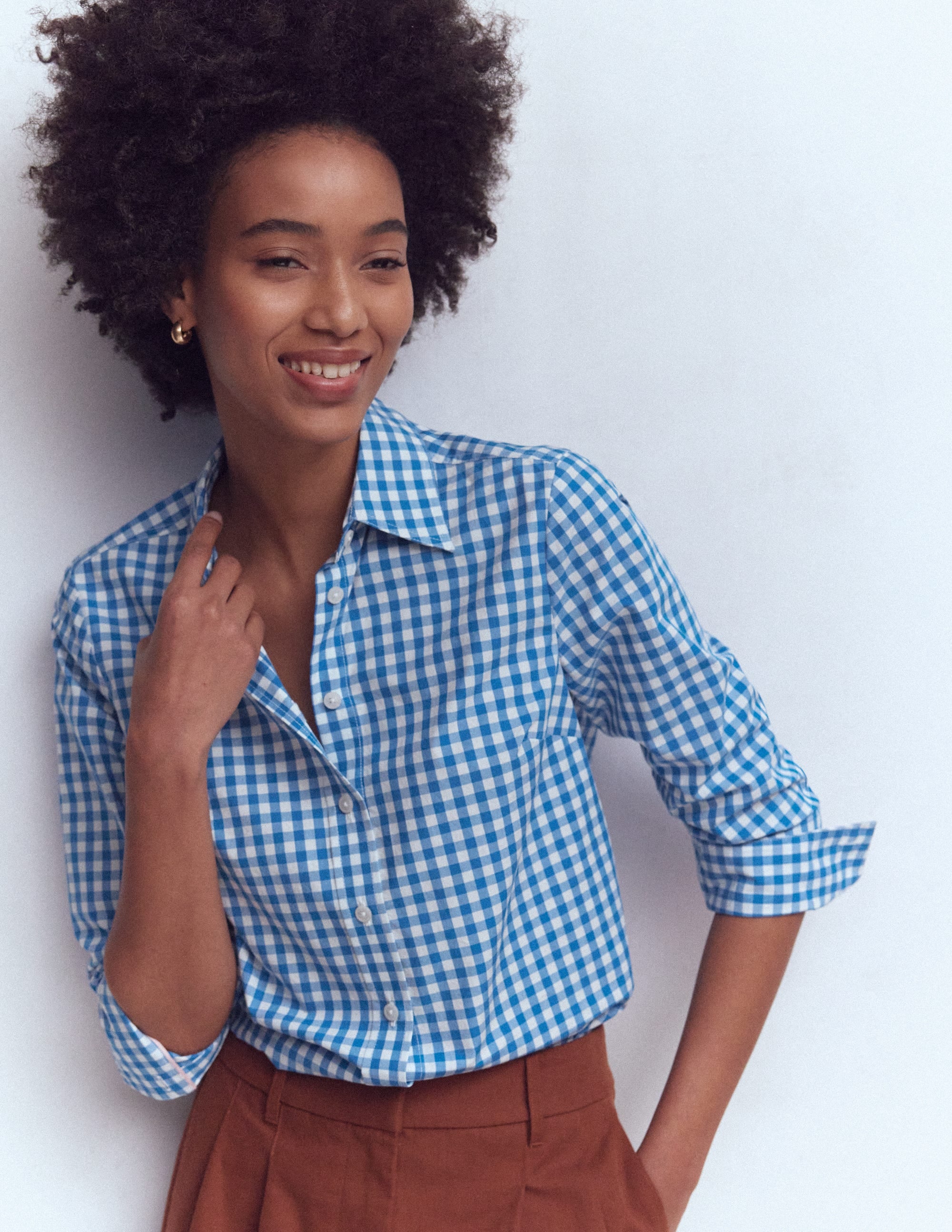 Chemise Sienna en coton-Vichy bleu martin-pêcheur - Image 4