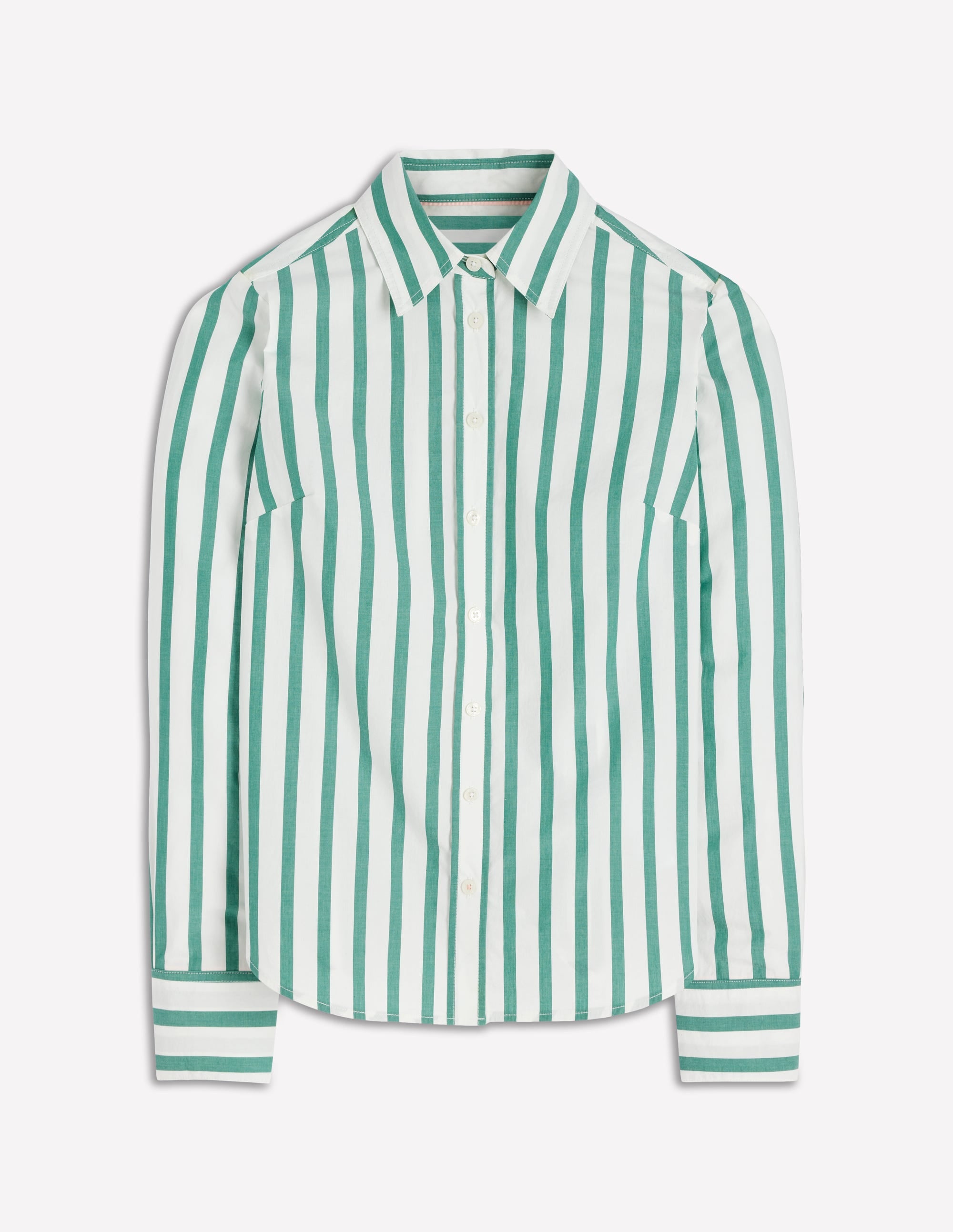 Sienna Cotton Shirt-Green and Ivory Stripe - Image 7