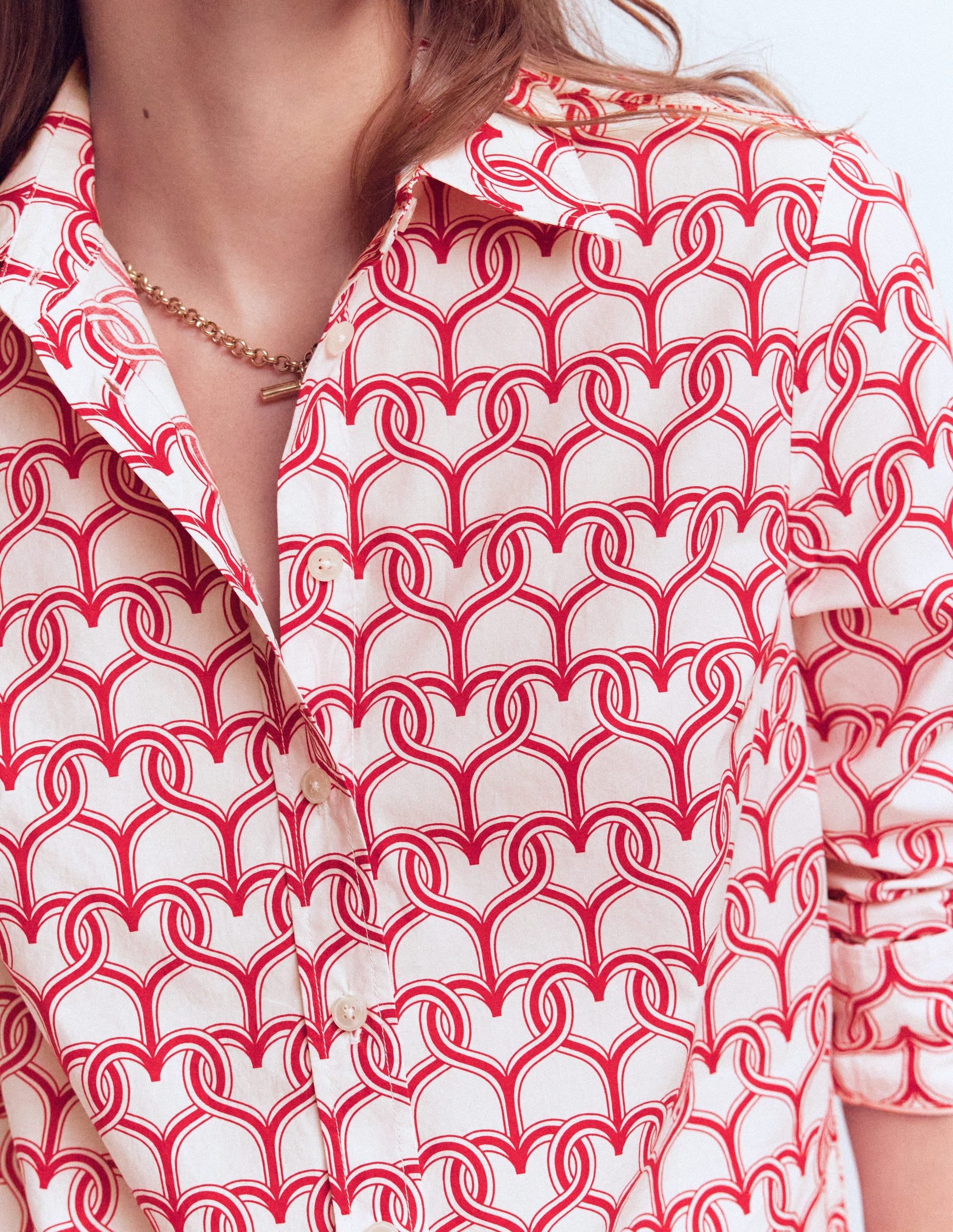Chemise Sienna en coton-Ivoire, motif Heart Link - Image 2
