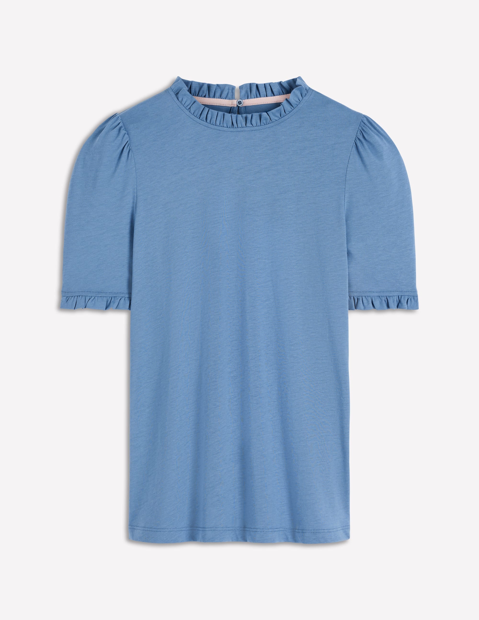 Superweiches T-Shirt mit Rüschendetail-Kapitänsblau - Image 7