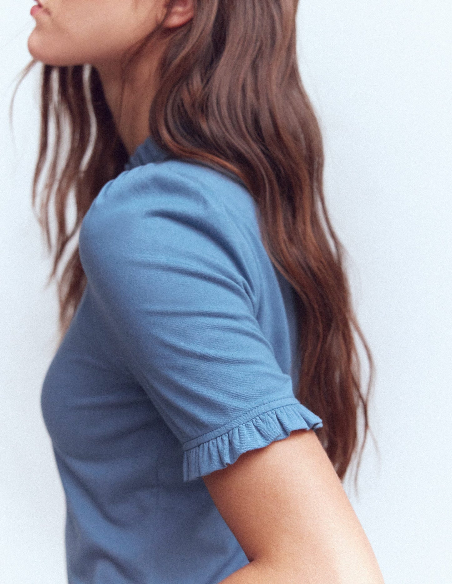 Superweiches T-Shirt mit Rüschendetail-Kapitänsblau