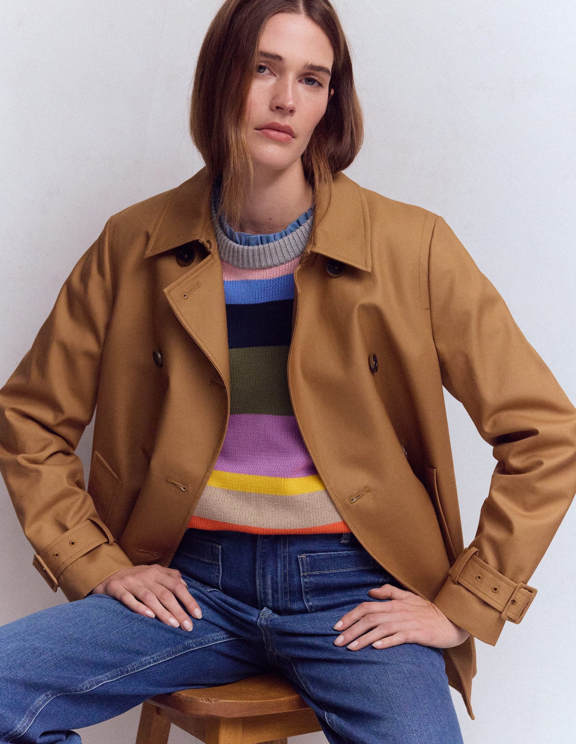 Superweiches T-Shirt mit Rüschendetail-Kapitänsblau-5