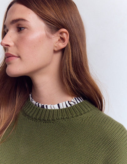 Superweiches T-Shirt mit Rüschendetail-Naturweiß/Navy, Gestreift-3