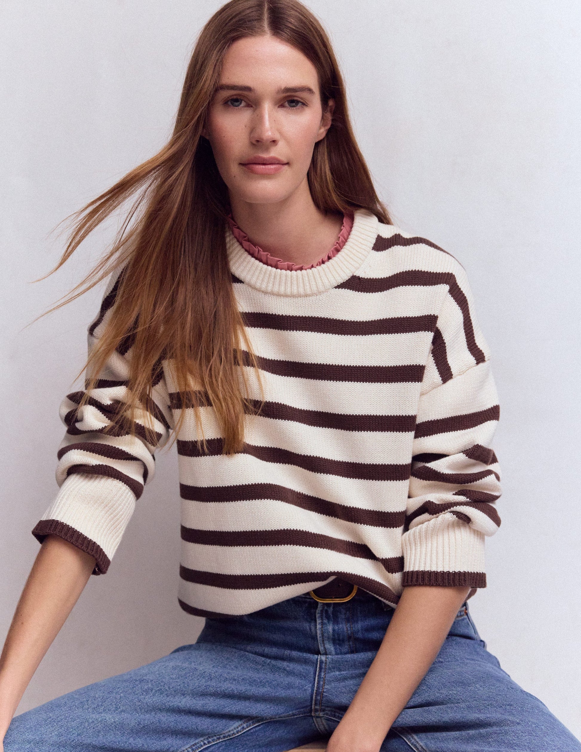 Superweiches T-Shirt mit Rüschendetail-Vintagerosa-4