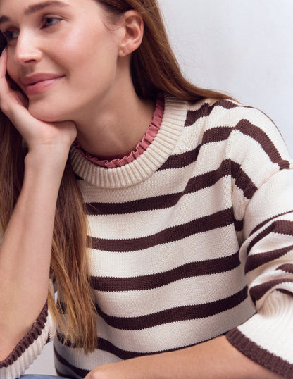 Superweiches T-Shirt mit Rüschendetail-Vintagerosa-5