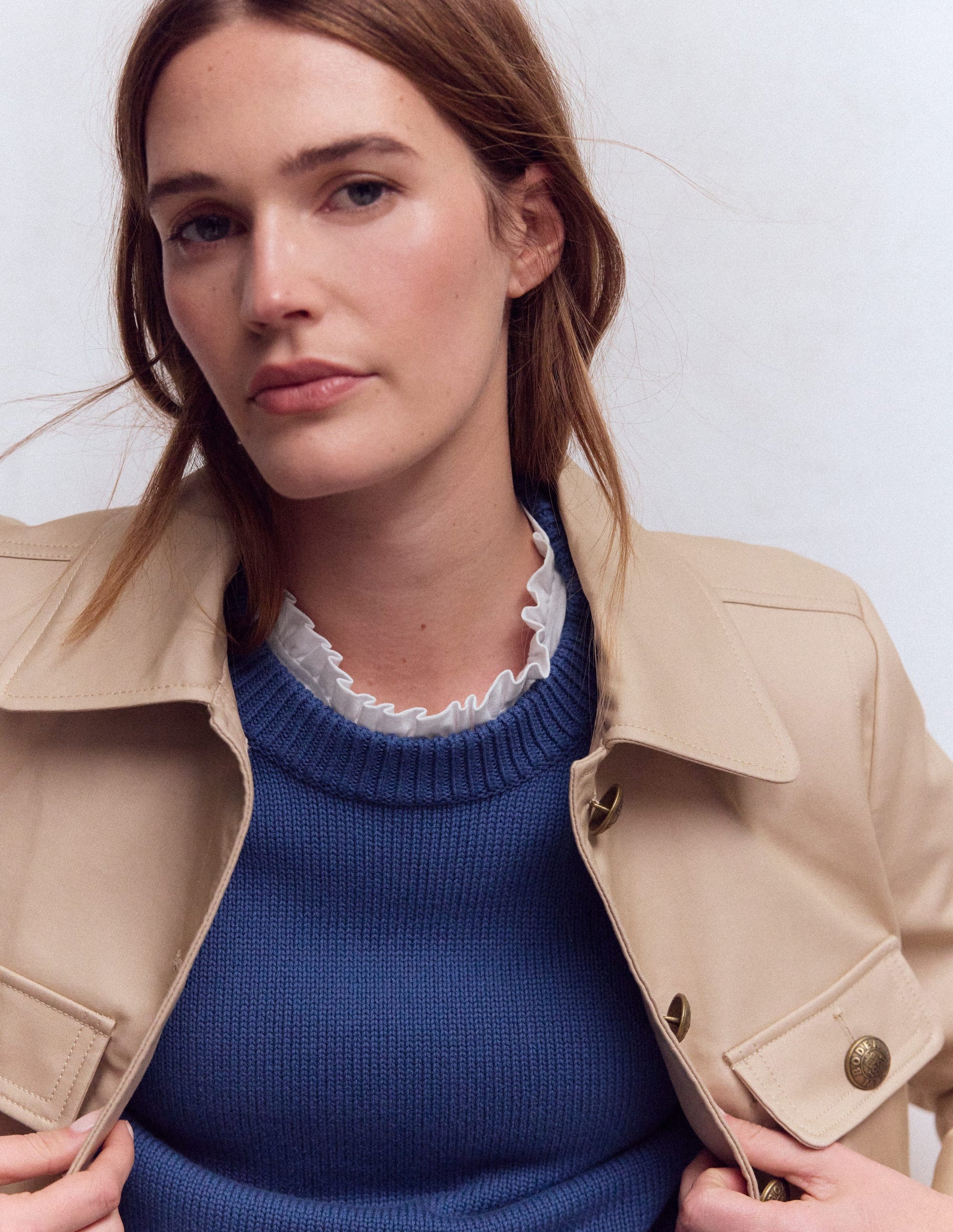 Superweiches T-Shirt mit Rüschendetail-Weiß-2