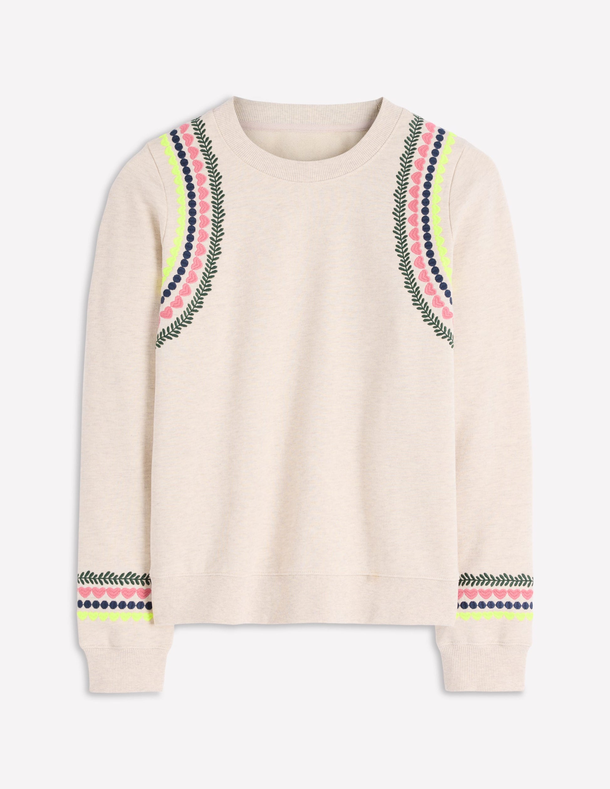 Hannah Sweatshirt mit Stickerei-Haferbeige Meliert Stickerei-5