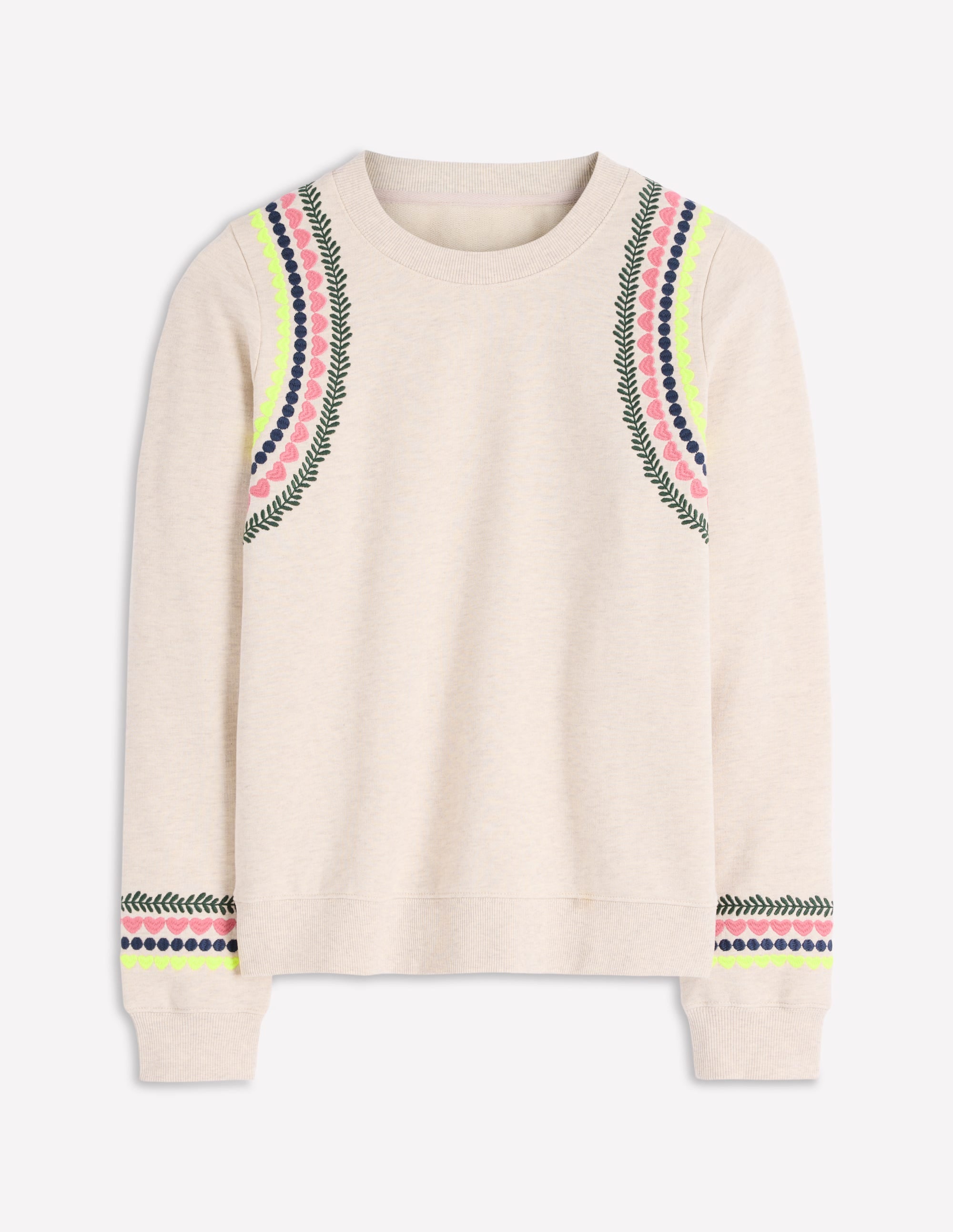 Hannah Sweatshirt mit Stickerei-Haferbeige Meliert Stickerei - Image 5
