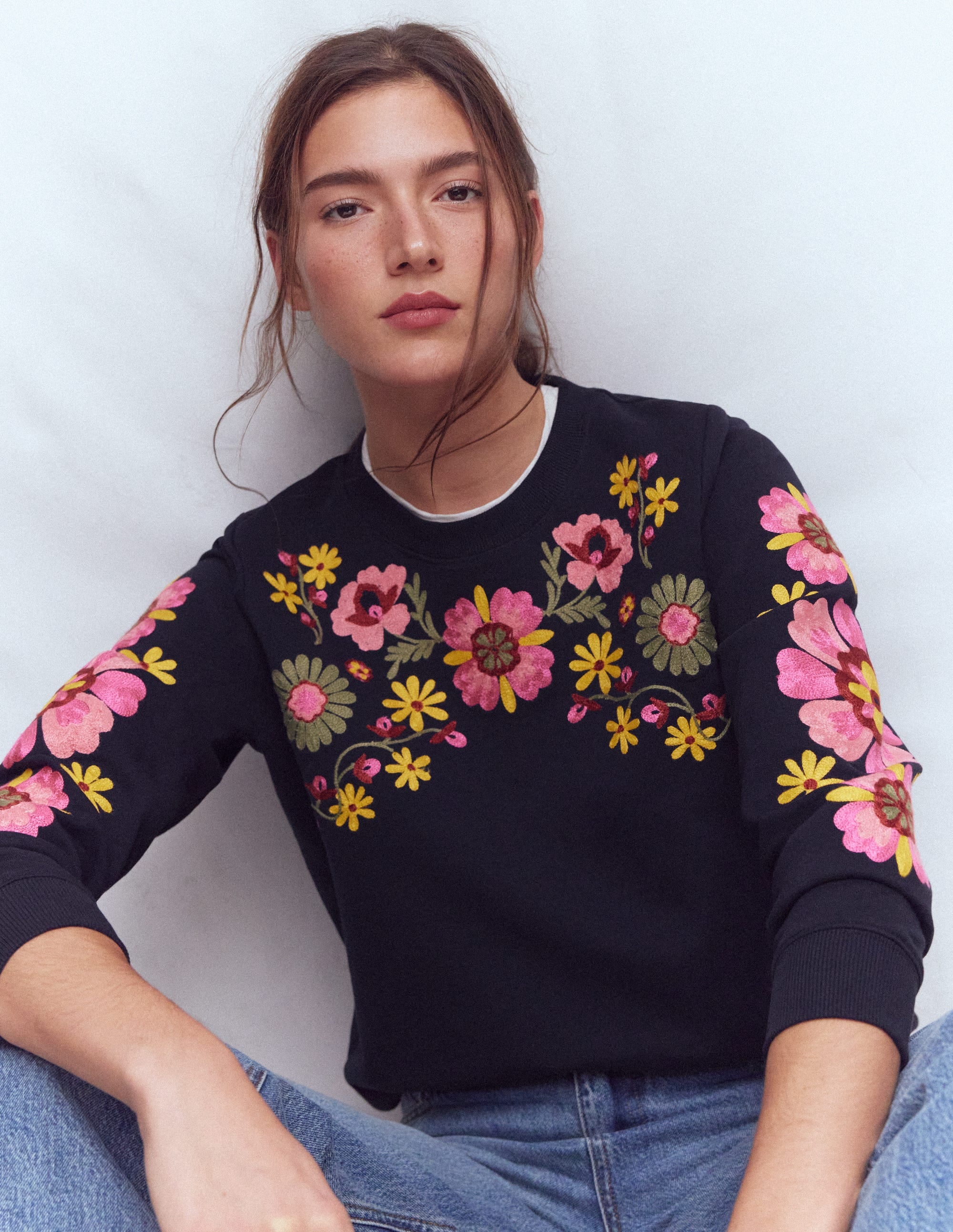 Sweat Hannah brodé-Broderie multi bleu marine - Image 1