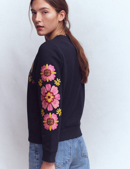Hannah Sweatshirt mit Stickerei-Marineblau Bunt Stickerei-3