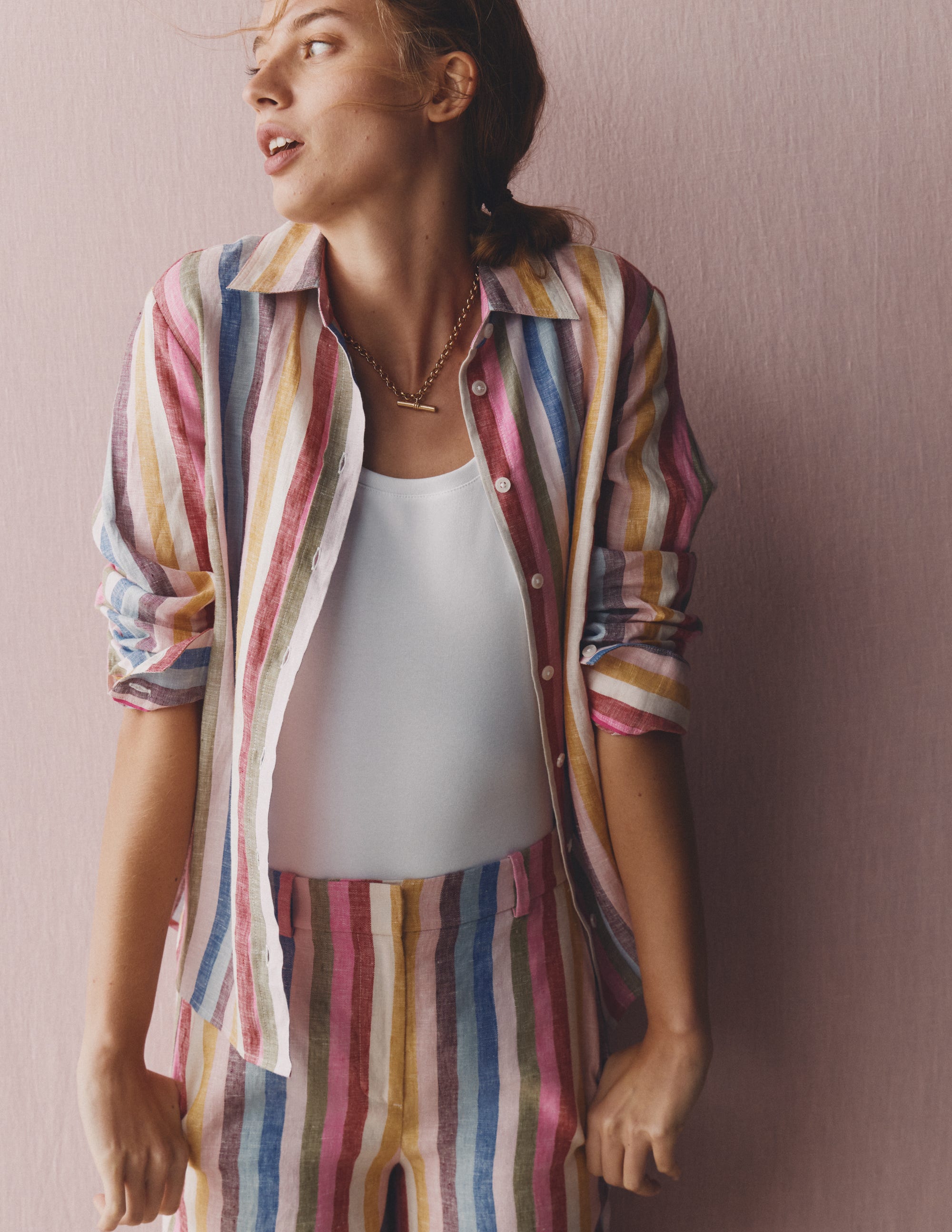 Sienna Leinenhemd-Rosa, Grün, Lila Bunt - Image 5