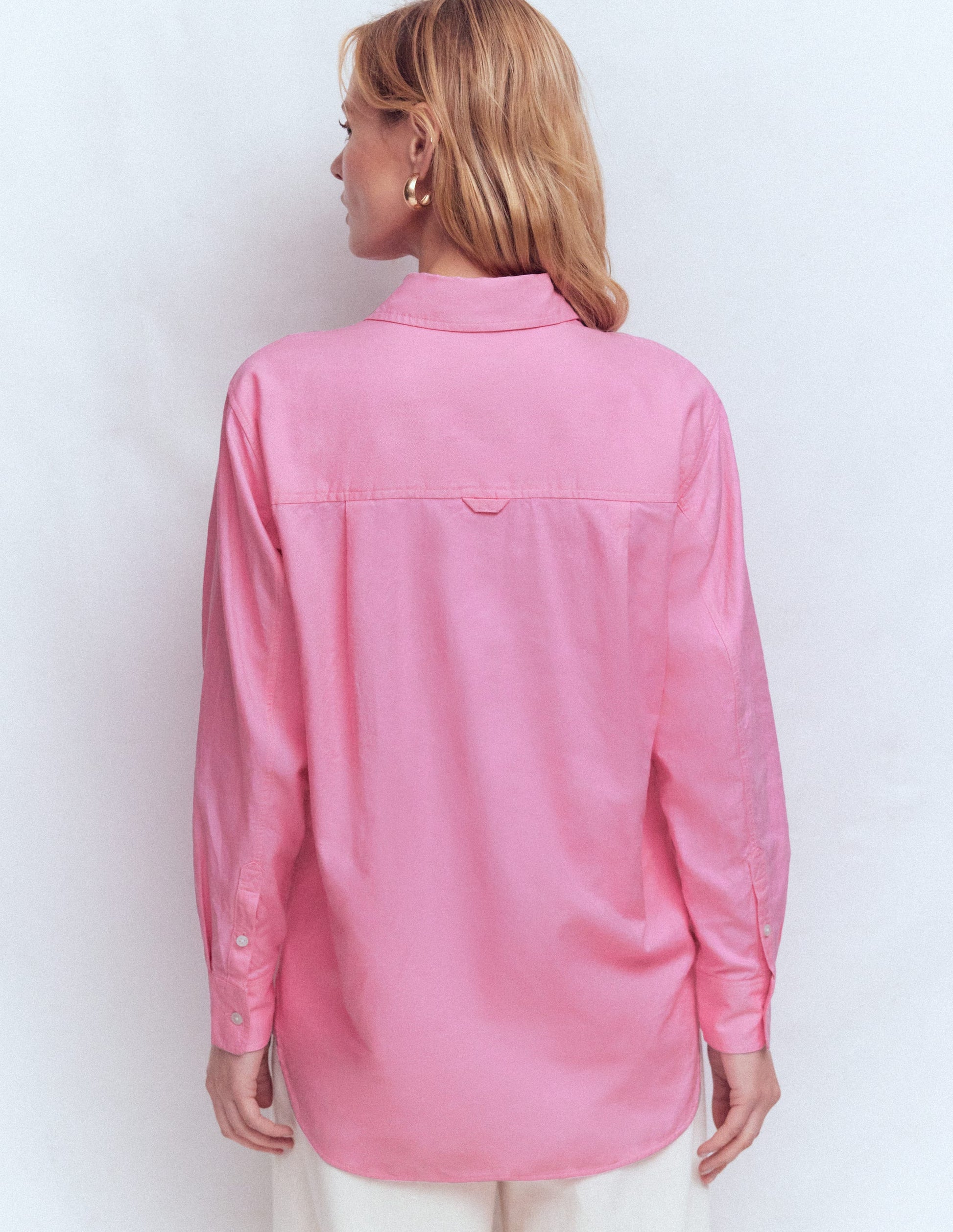 Sadie Lockeres Baumwollhemd-Blumenmuster Perlen Oxfordrosa-3