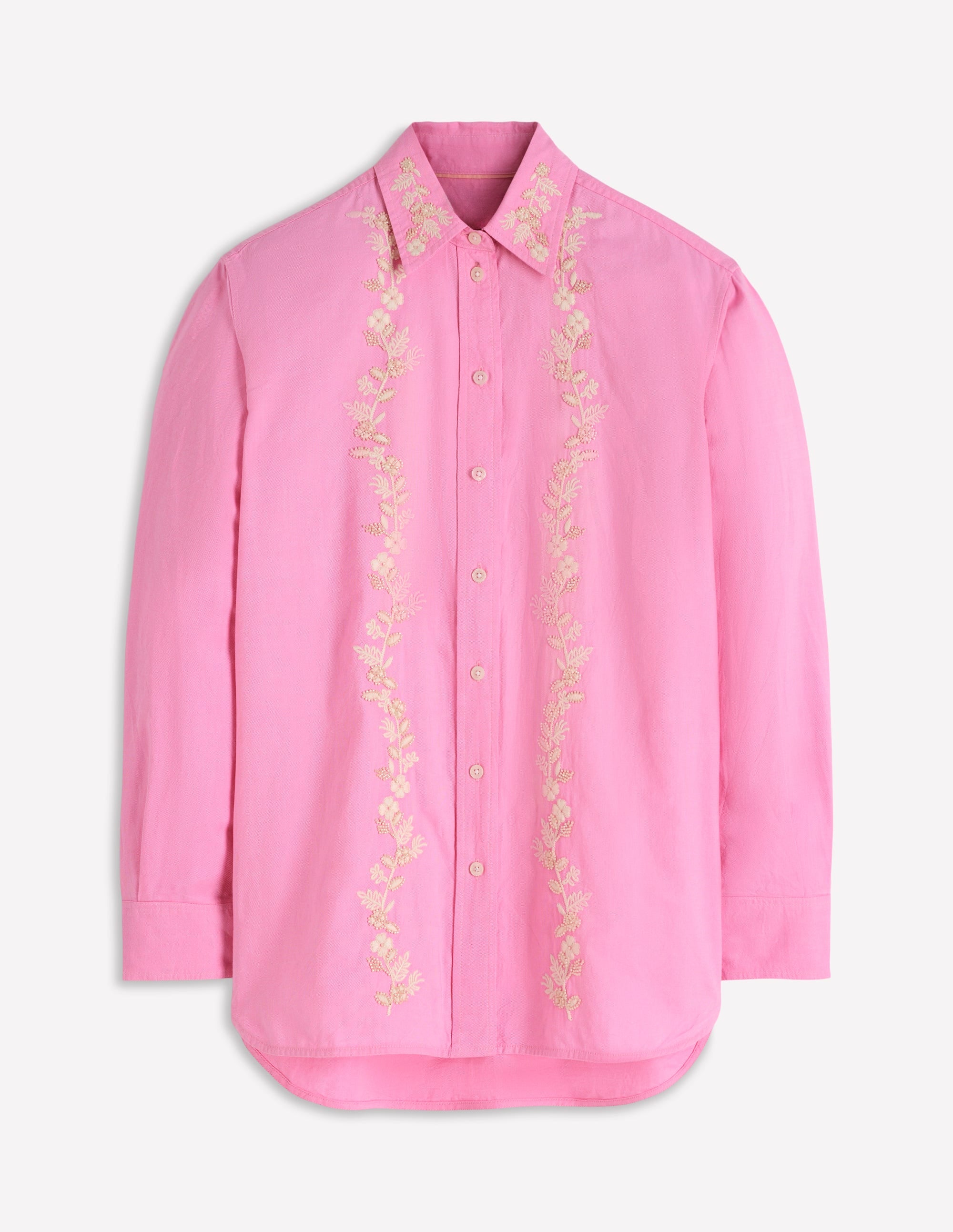Chemise décontractée Sadie en coton-Oxford floral à perles rose - Image 5